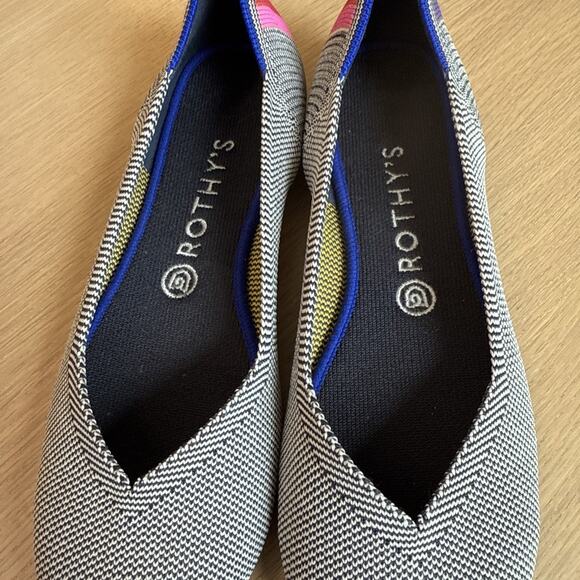 ROTHY’S Ballet Flats Size 9.5 Gray Shale Cherry Ribbon Heel Stripe RETIRED - Picture 3 of 7